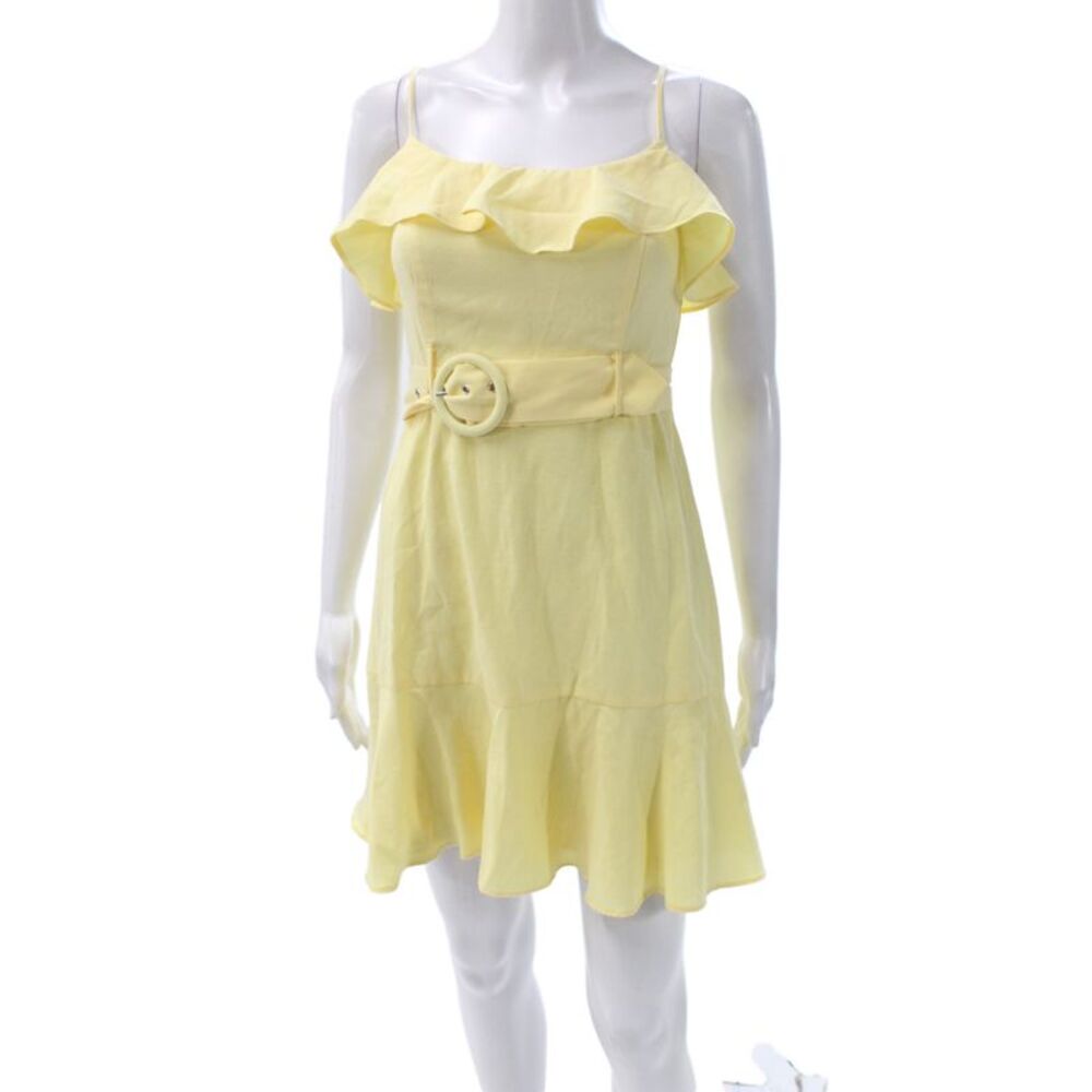 BCBGeneration Womens Sundress Yellow Scoop Neck Sleeveless Short Buckle Size 2